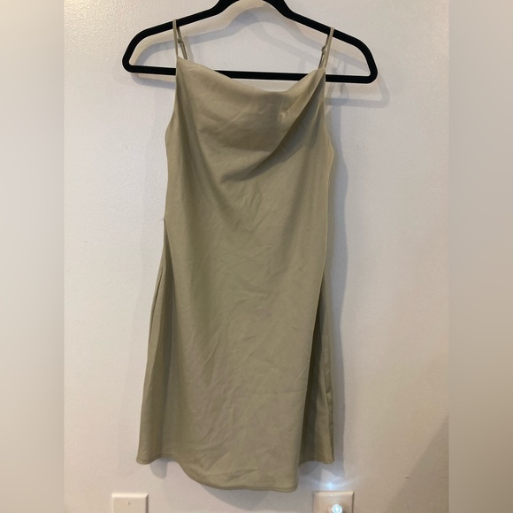 Green Urban Outfitters Satin Cowl Neck Mini Dress - Picture 2 of 2